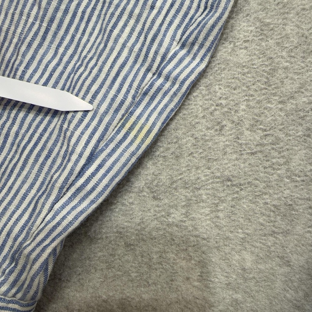J Jill Love Linen Essential Shirt Womens Petite Large Blue Stripe Long Sleeve - Picture 14 of 16